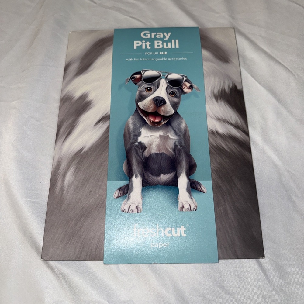 Pop-up Gray Pit Bull Design with Fun Interchangeable Accessories for‎ Kids